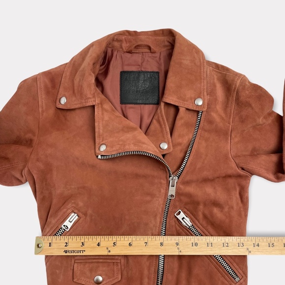 ALLSAINTS‎ Cole Rose Pink Suede Leather Biker Jacket - Picture 6 of 9